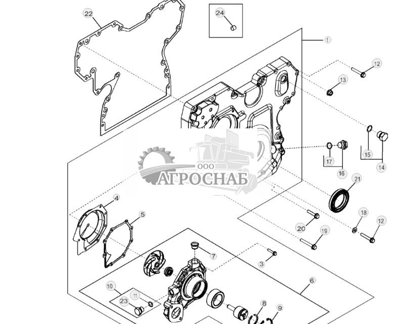 4448 Крышка распределительных шестерен и водяной насос - ST35392 92.jpg